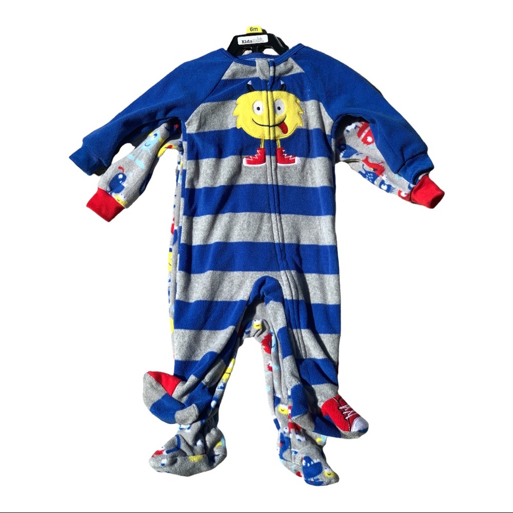 Baby Boy Pajamas Blanket Sleepers KIDS HEADQUARTERS 6 Months 2 Piece Monsters
